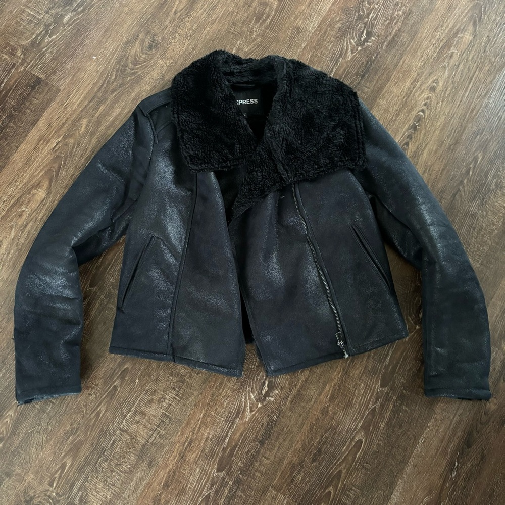 Express black shearing jacket XS